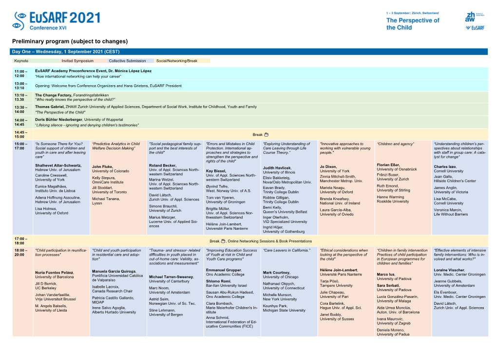 Preliminary Program (Subject to Changes)