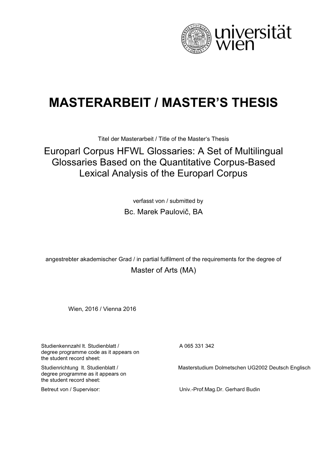 Masterarbeit / Master's Thesis