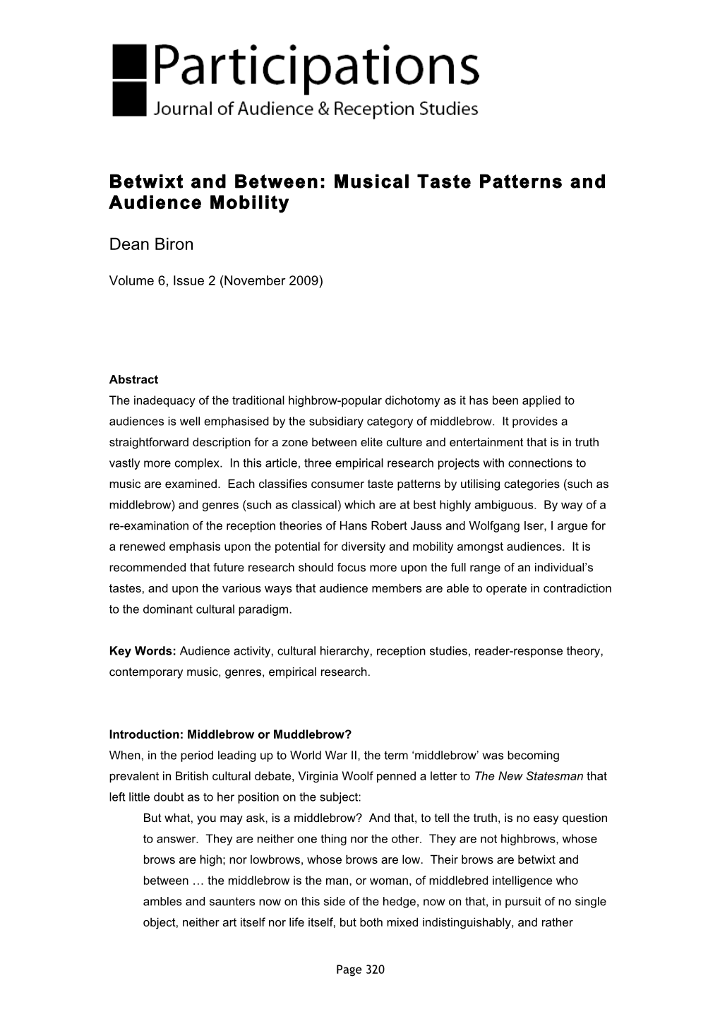 Musical Taste Patterns and Audience Mobility