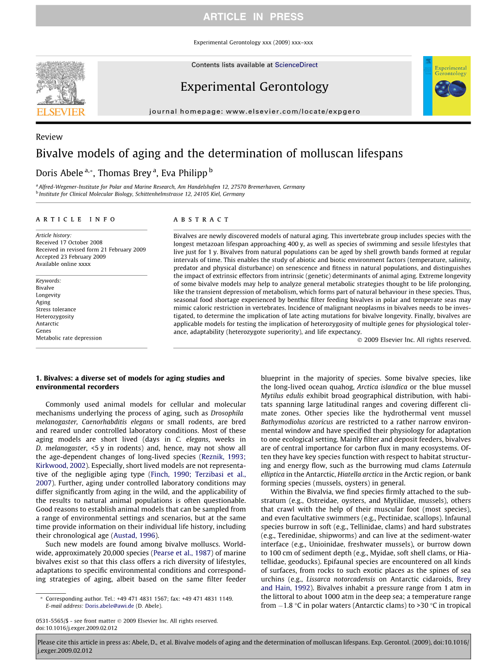 Bivalve Models of Aging and the Determination of Molluscan Lifespans