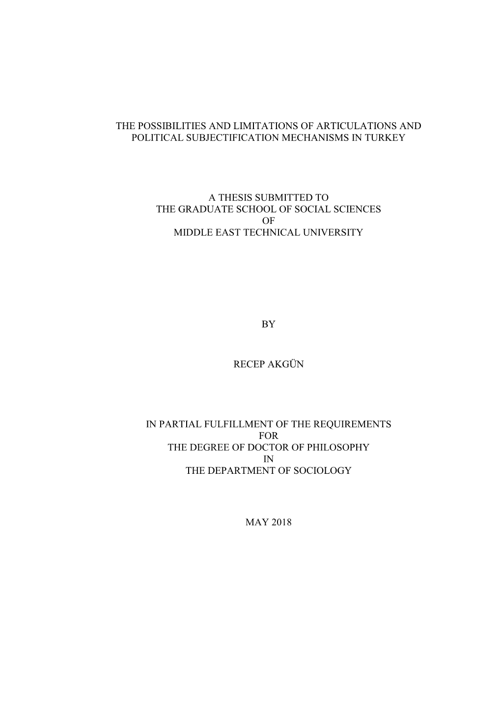 The Possibilities and Limitations of Articulations and Political Subjectification Mechanisms in Turkey