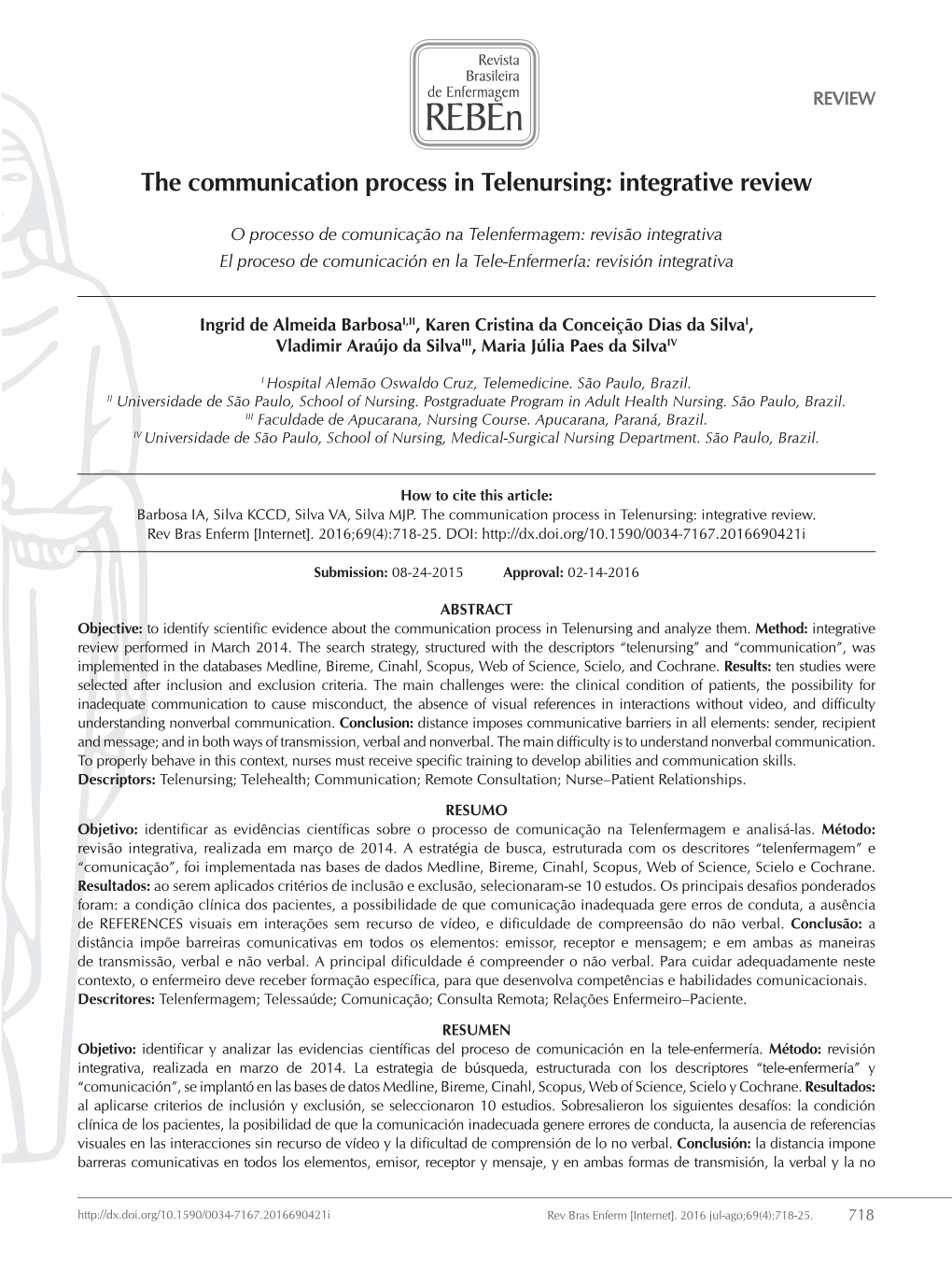 The Communication Process in Telenursing: Integrative Review