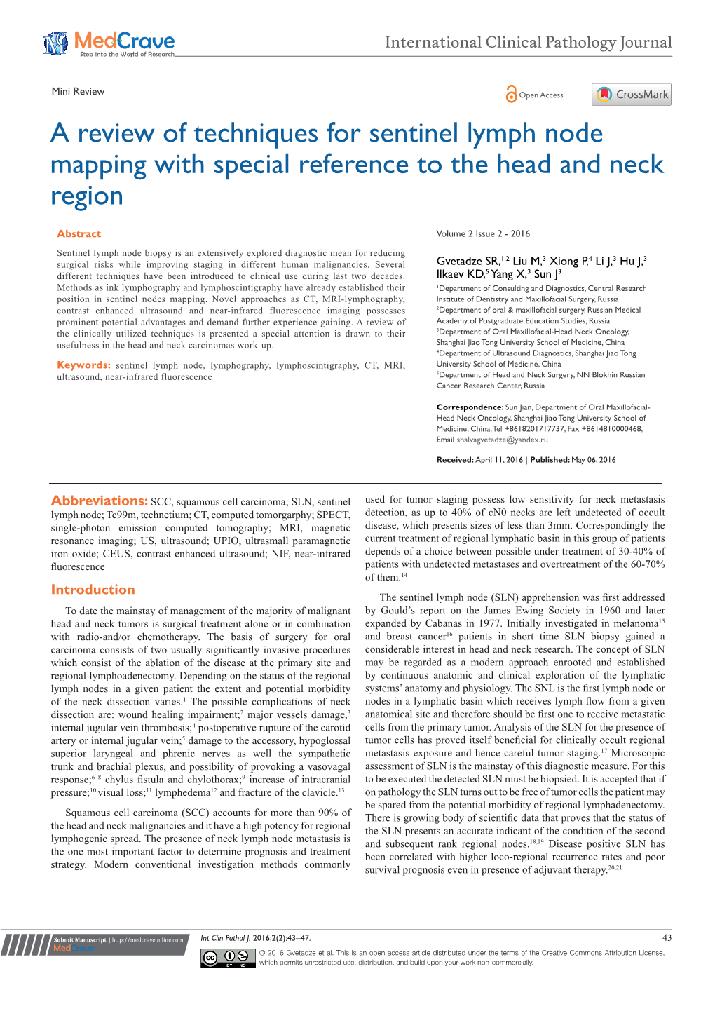 A Review of Techniques for Sentinel Lymph Node Mapping with Special Reference to the Head and Neck Region