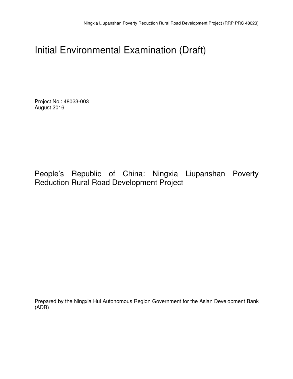 Initial Environmental Examination (Draft)