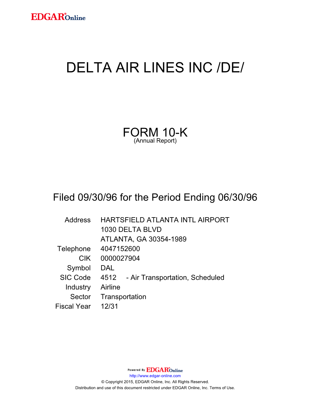 Delta Air Lines Inc /De