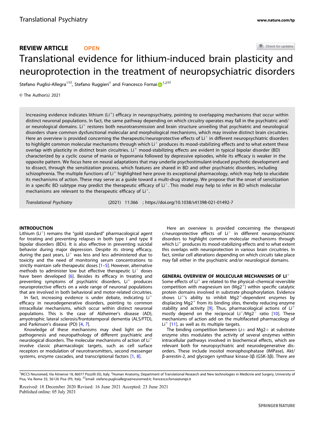 Translational Evidence for Lithium-Induced Brain Plasticity And