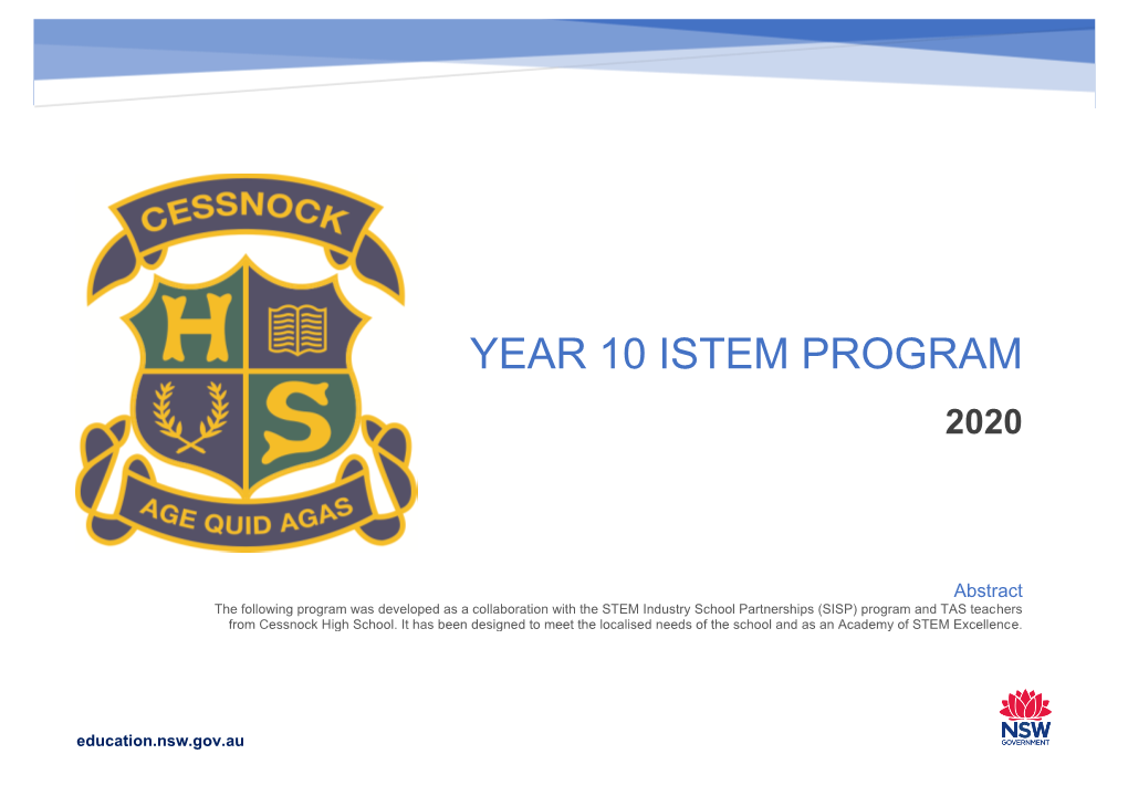 Year 10 Istem Program Cessnock High School 690 KB