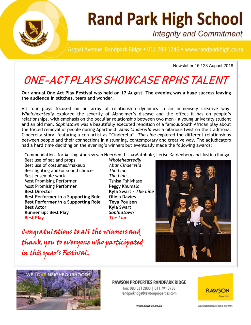 One-Act Plays Showcase Rphs Talent