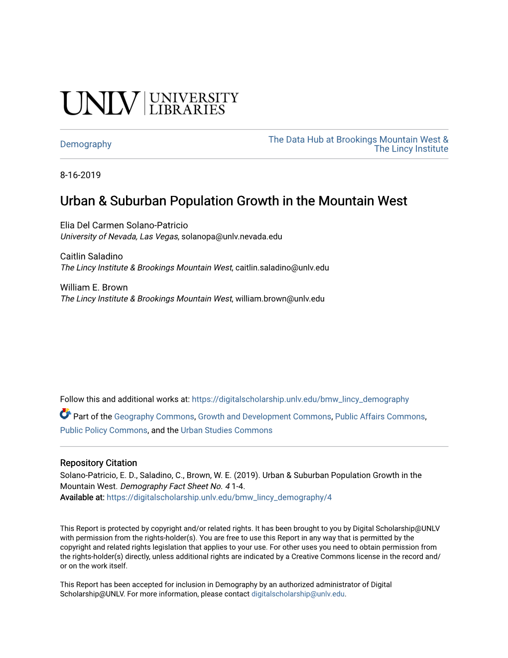 Urban & Suburban Population Growth in the Mountain West