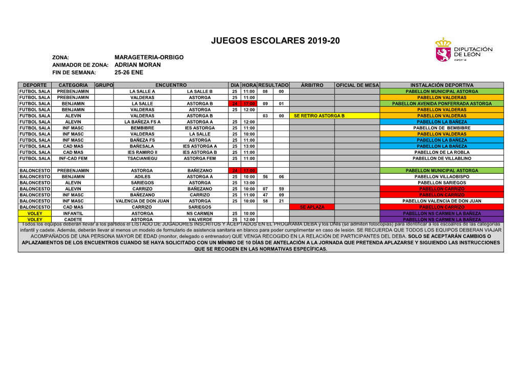 Juegos Escolares 2019-20