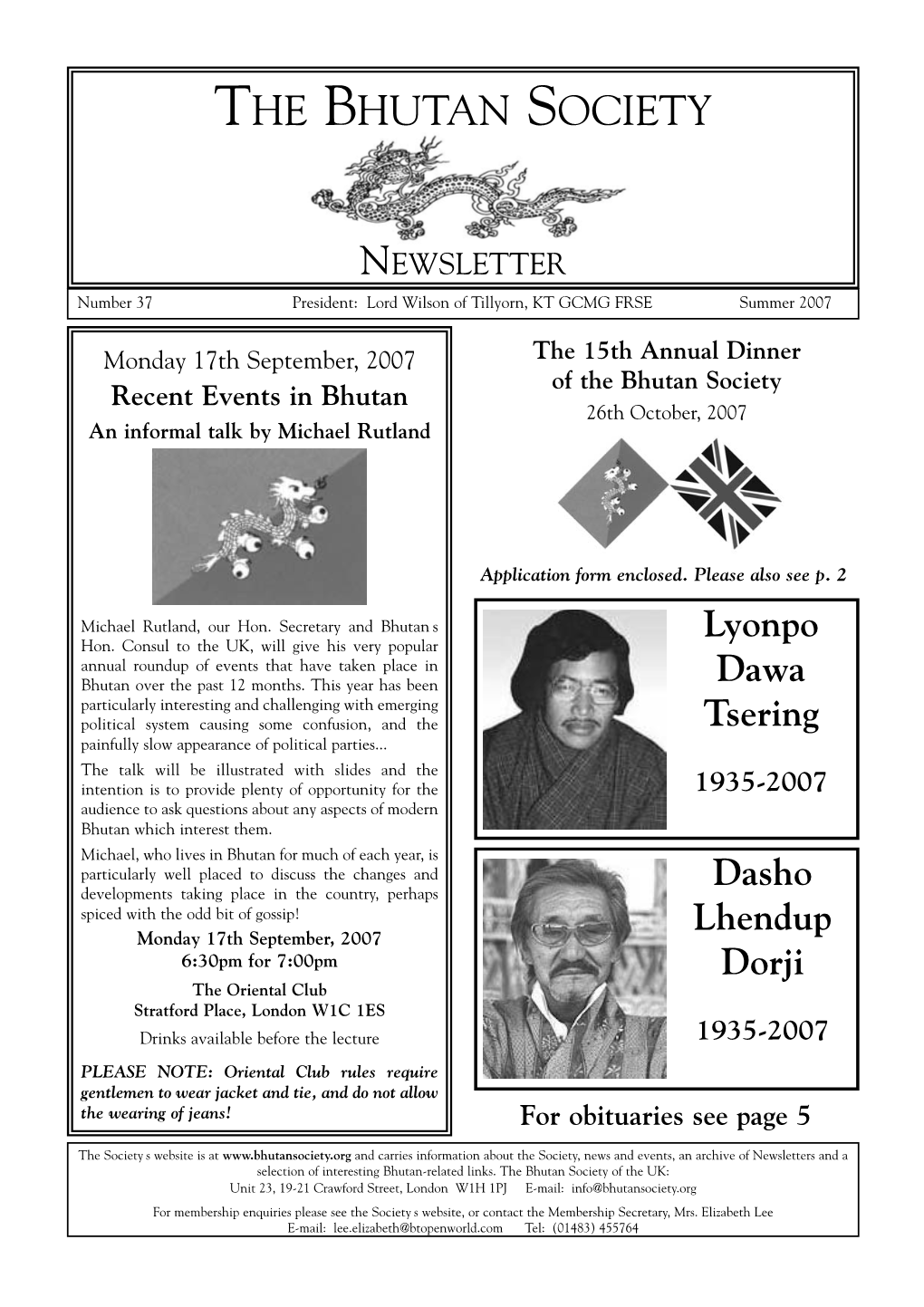 Newsletter 37 (Summer 2007)