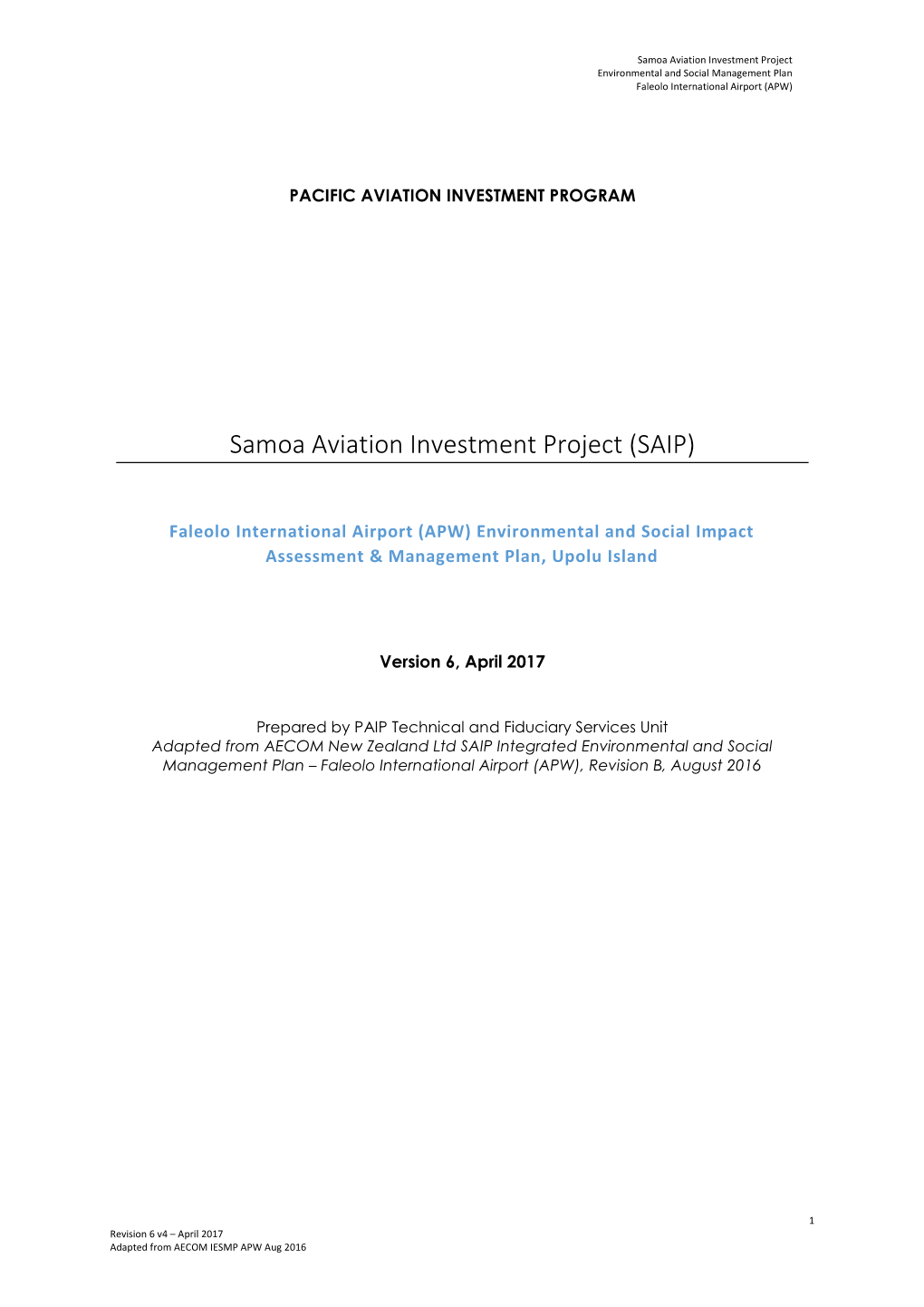 Samoa Aviation Investment Project (SAIP)