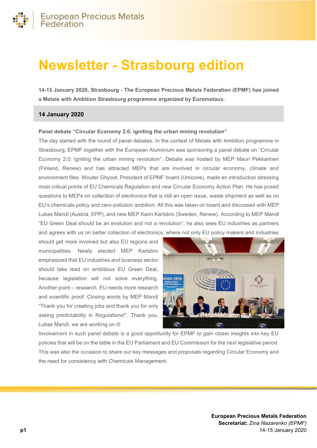 Newsletter - Strasbourg Edition