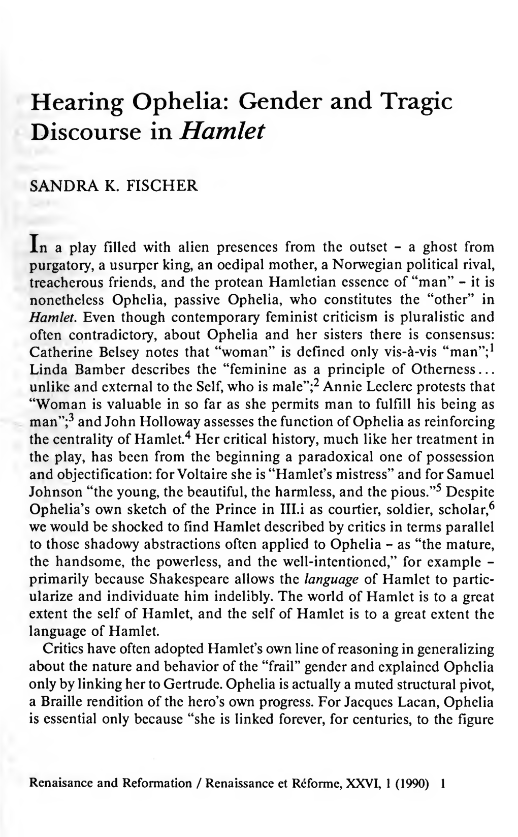 Hamlet and Ophelia and Their Language, Offers a Perceptive Summary of the Pastiche of Meanings Embed- Ded in Ophelia's Final Appearance