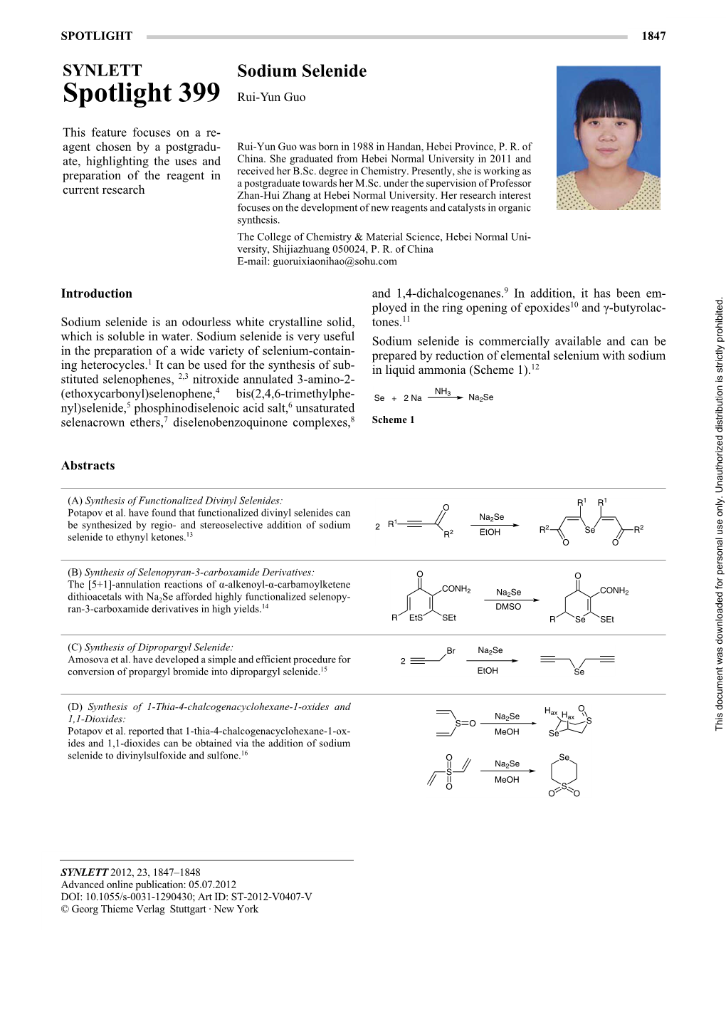 Sodium Selenide Is an Odourless White Crystalline Solid, Tones.11 Which Is Soluble in Water