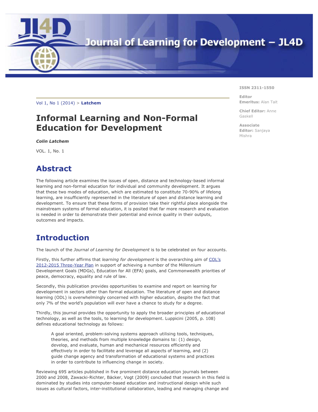 Informal Learning and Non-Formal Education for Development