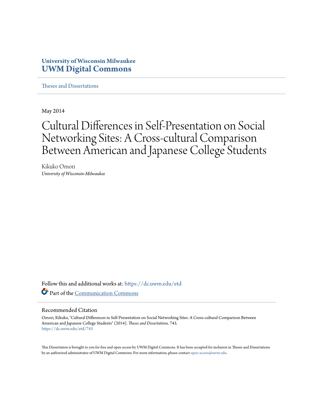 Cultural Differences in Self-Presentation on Social