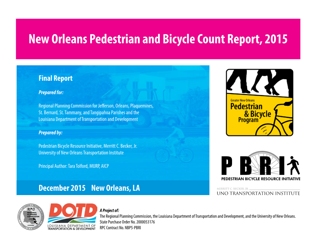 New Orleans Pedestrian and Bicycle Count Report, 2015