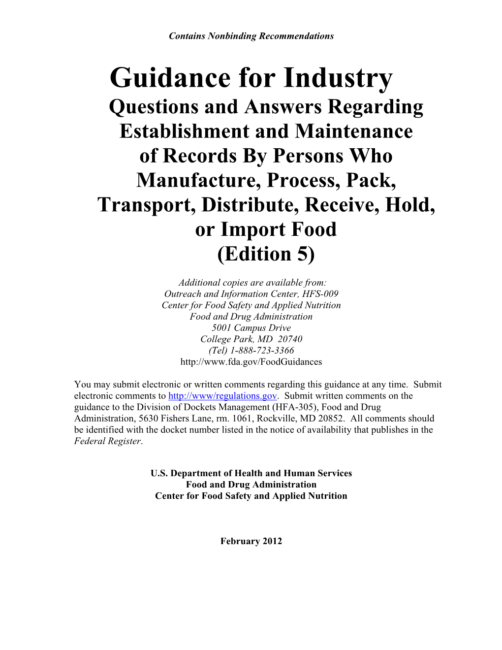 Guidance for Industry