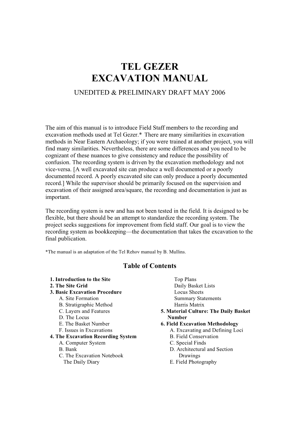 Tel Gezer Excavation Manual