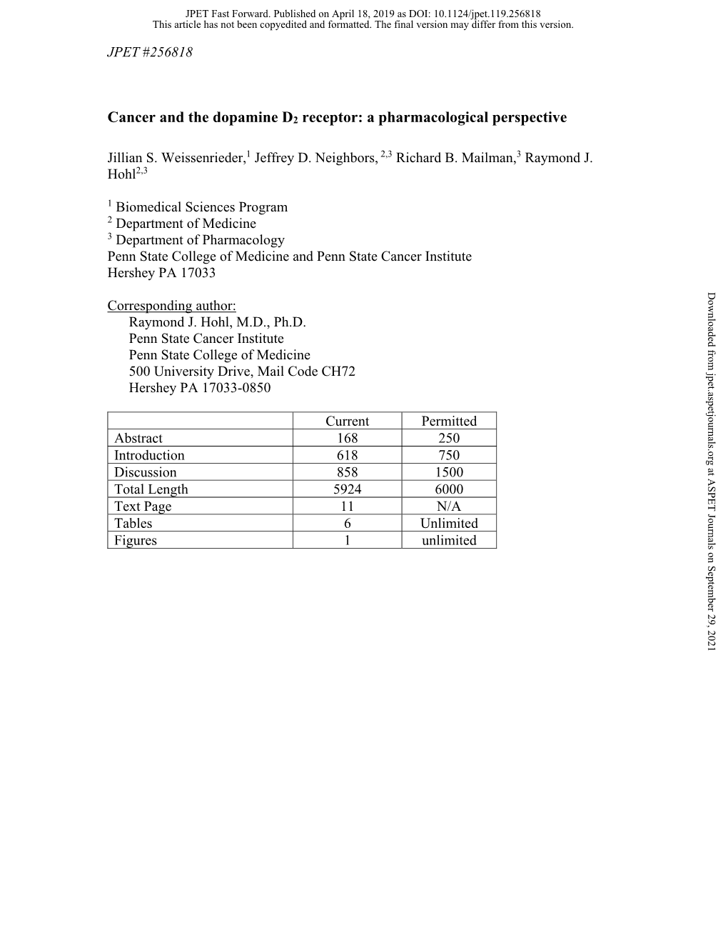 Cancer and the Dopamine D2 Receptor: a Pharmacological Perspective