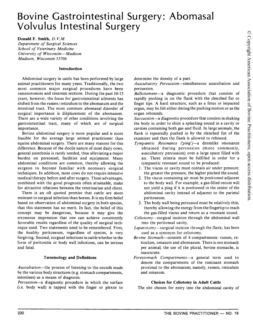 Bovine Gastrointestinal Surgery: Abomasal Volvulus Intestinal Surgery