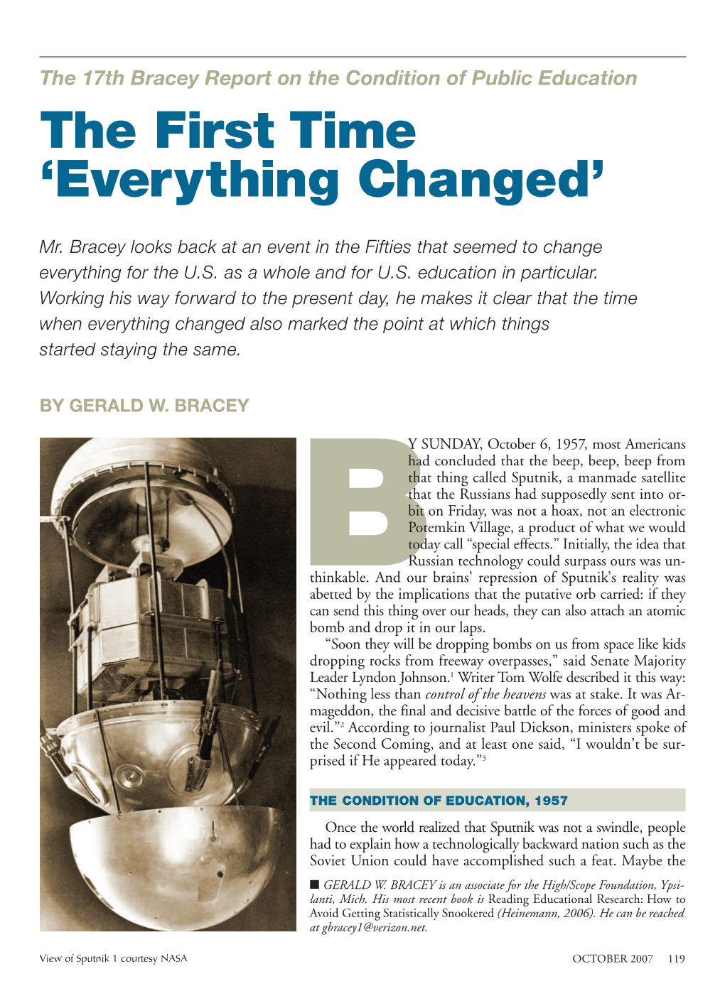 The First Time 'Everything Changed': the 17Th Bracey Report on the Condition of Public Education, Vol
