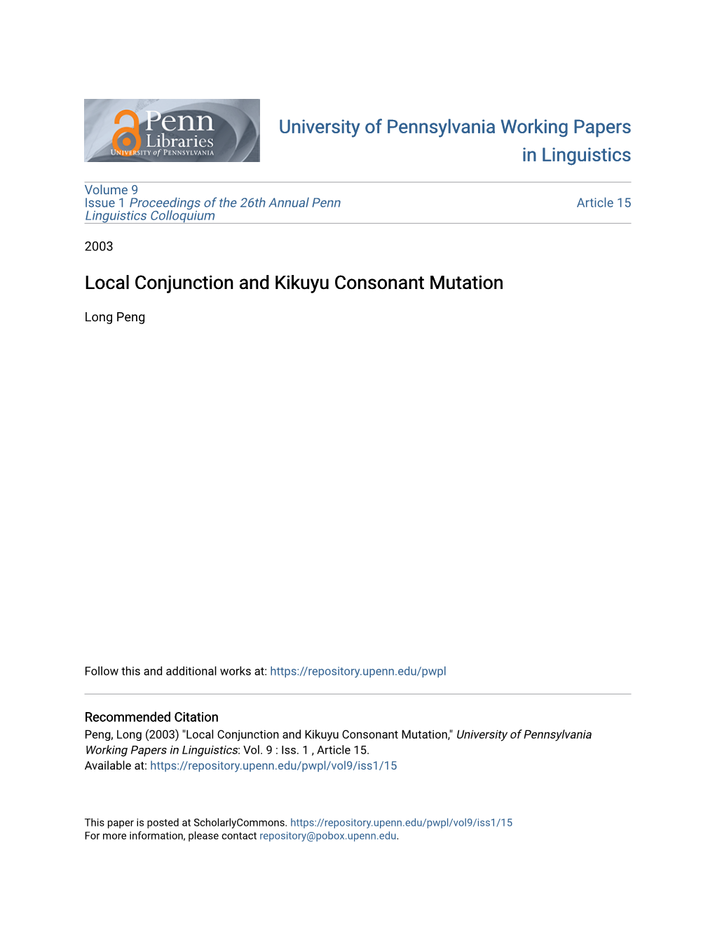 Local Conjunction and Kikuyu Consonant Mutation