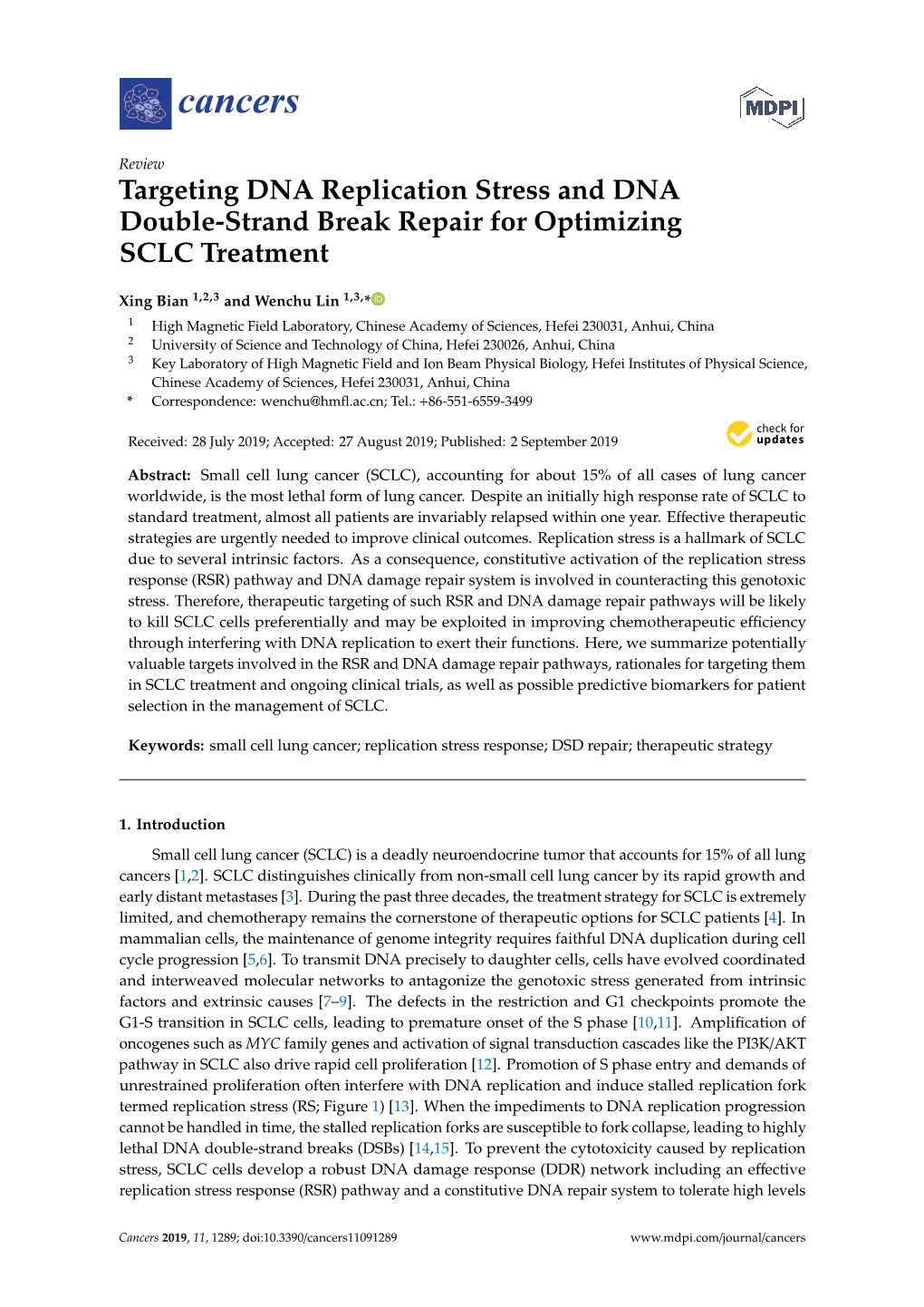 Targeting DNA Replication Stress and DNA Double-Strand Break Repair for Optimizing SCLC Treatment