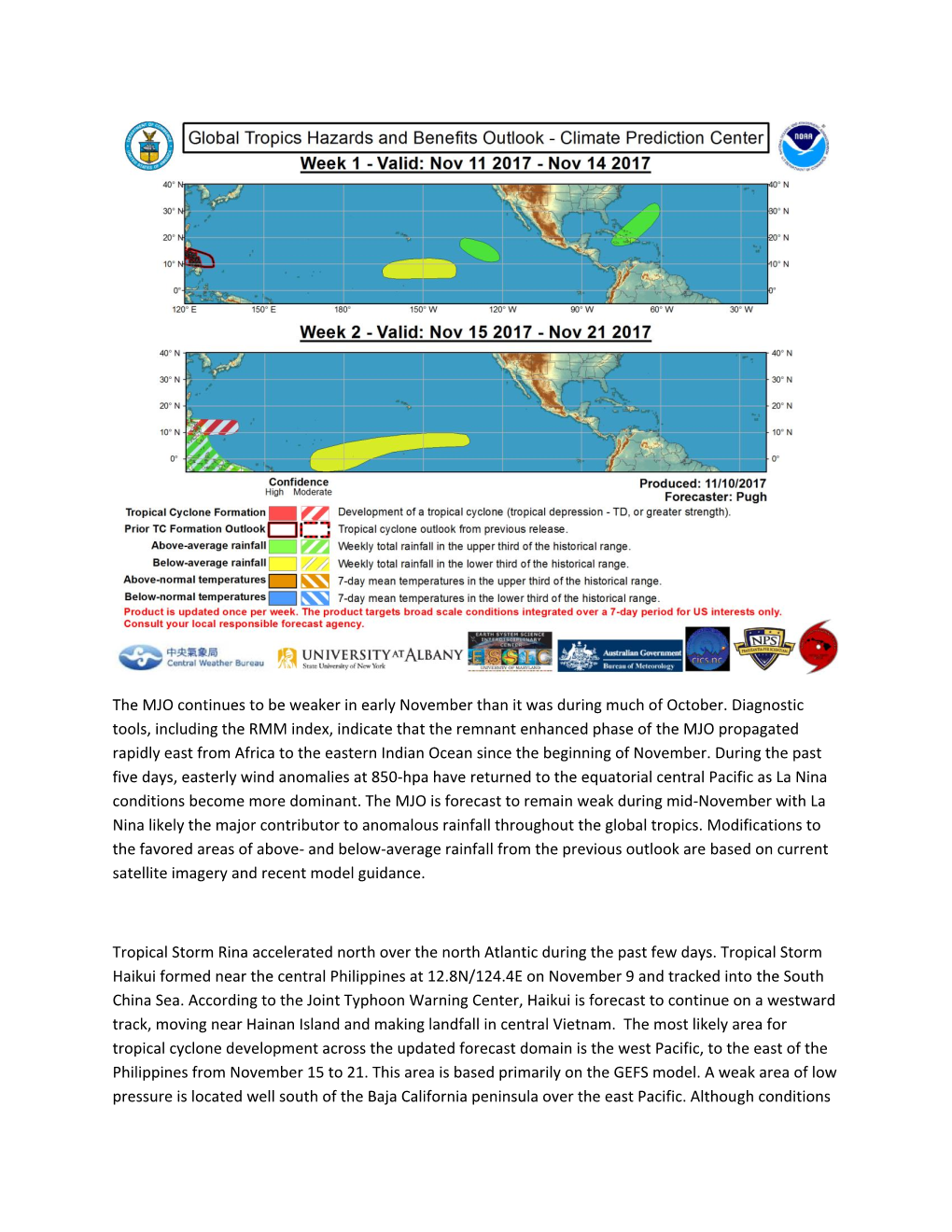 The MJO Continues to Be Weaker in Early November Than It Was During Much of October