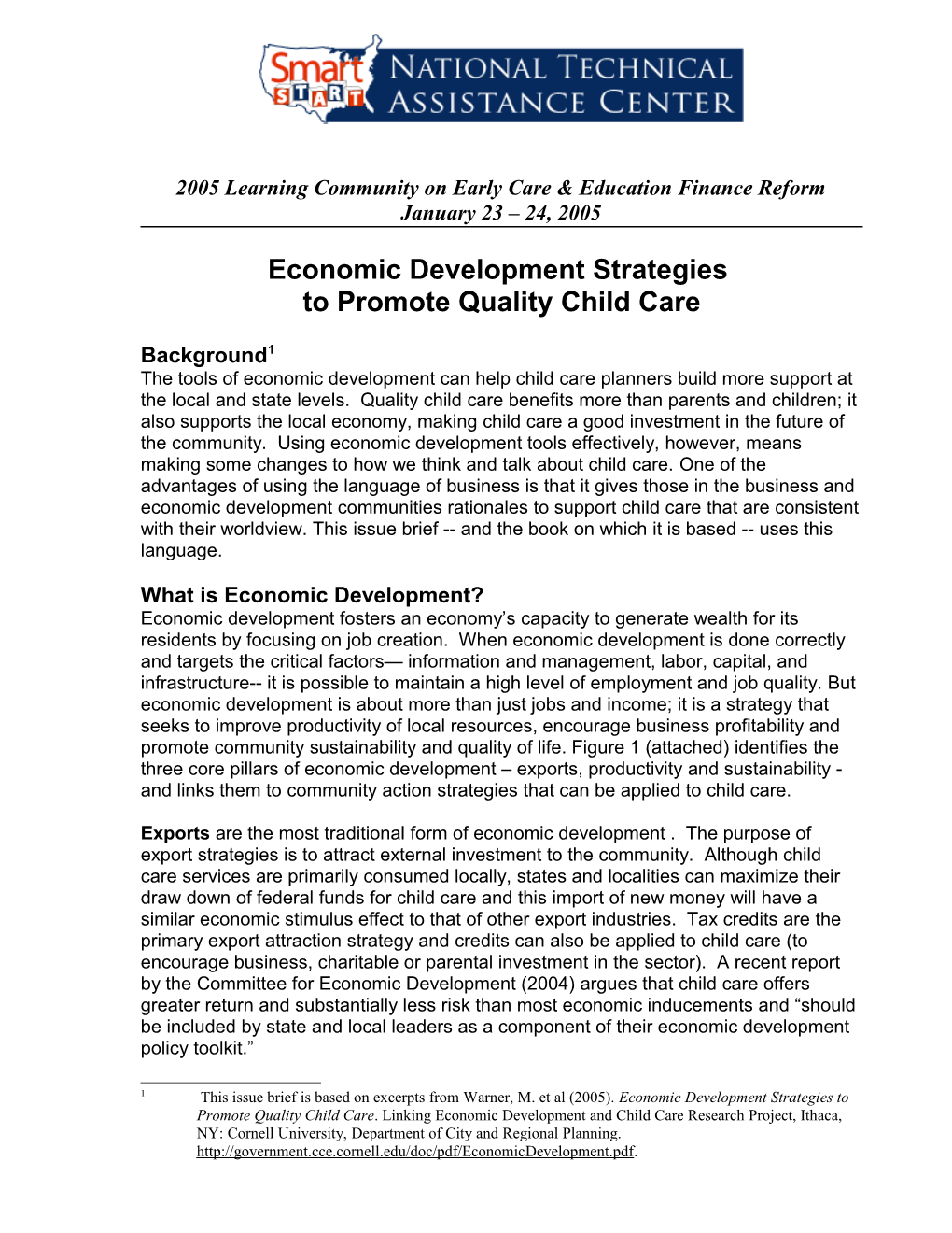 2004 Learning Community on Early Care & Education Finance Reform