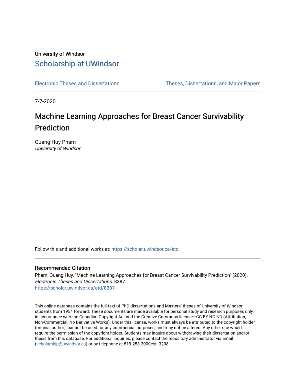 Machine Learning Approaches for Breast Cancer Survivability Prediction