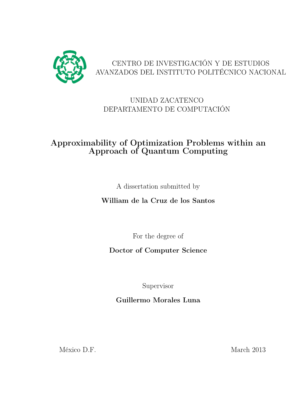 Approximability of Optimization Problems Within an Approach of Quantum Computing