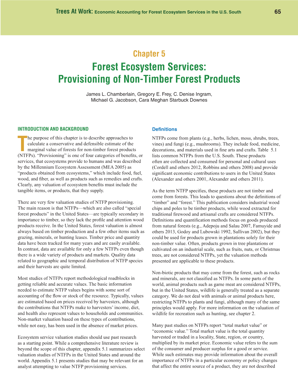 Forest Ecosystem Services: Provisioning of Non-Timber Forest Products