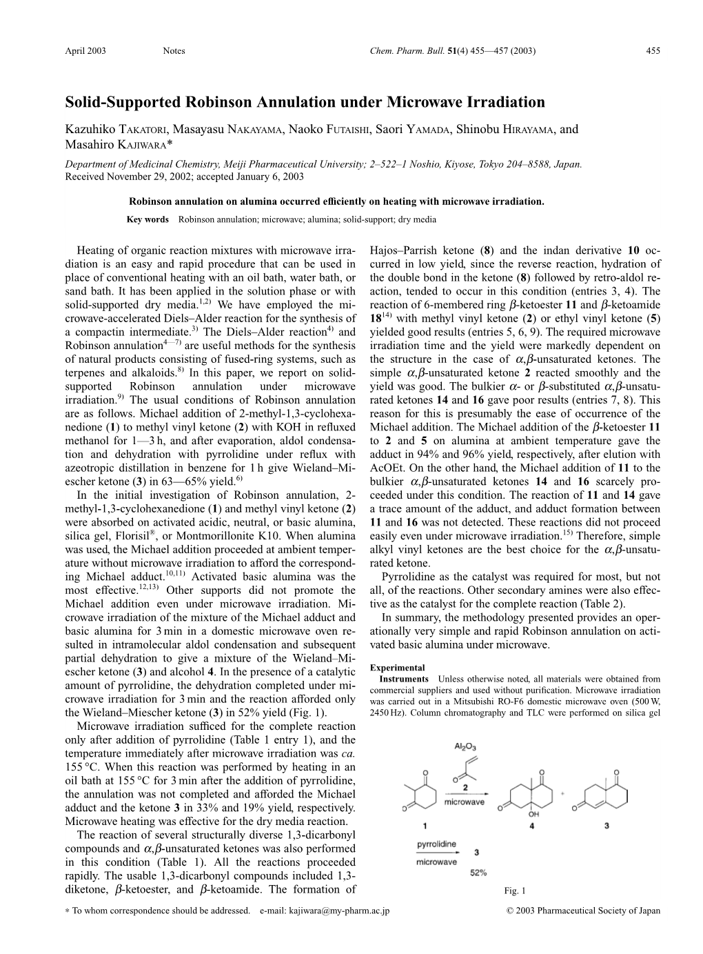 Solid-Supported Robinson Annulation Under Microwave Irradiation