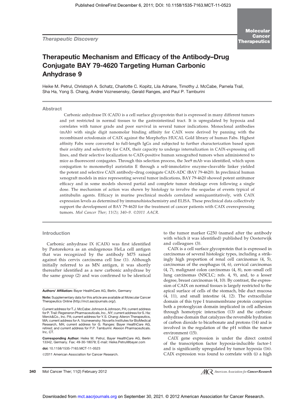 Therapeutic Mechanism and Efficacy of the Antibody–Drug Conjugate