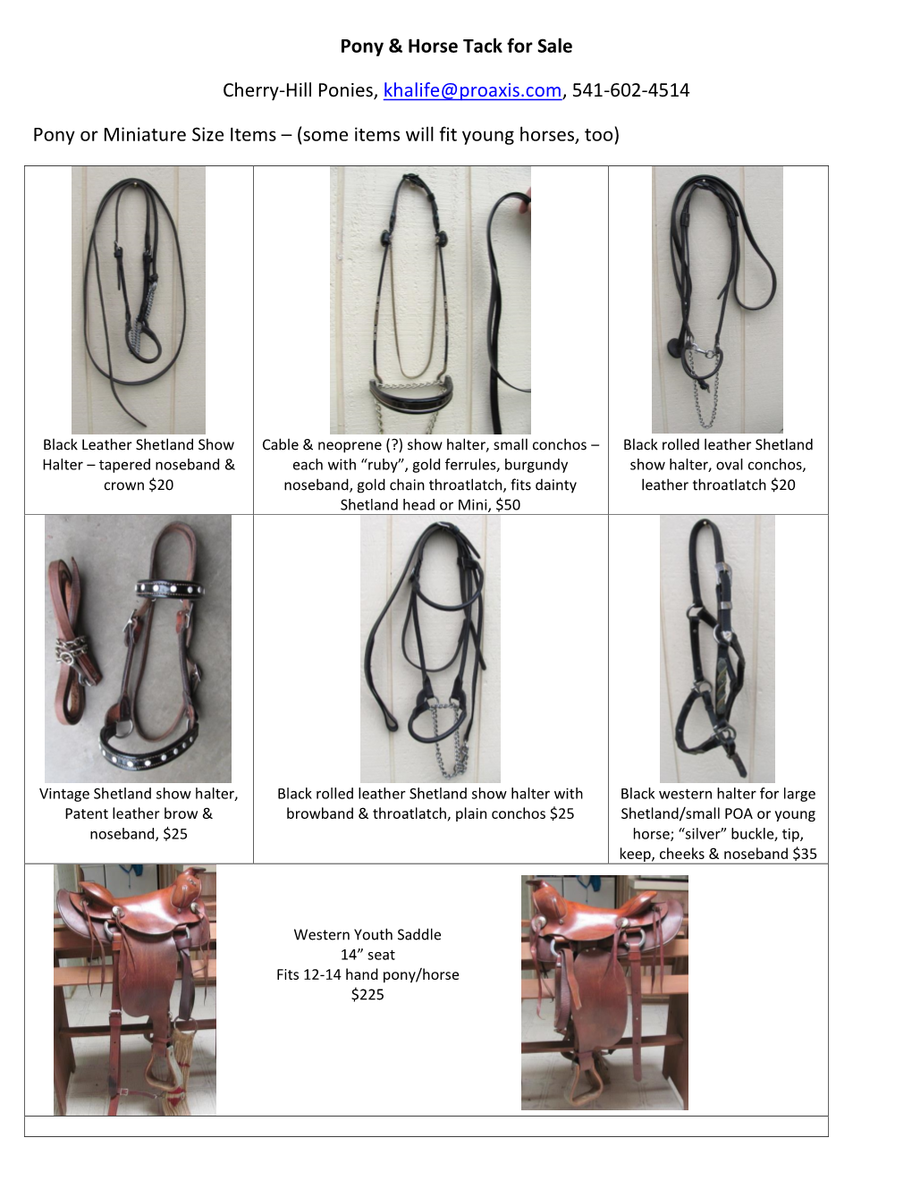 Pony & Horse Tack for Sale Cherry-Hill Ponies, Khalife@Proaxis