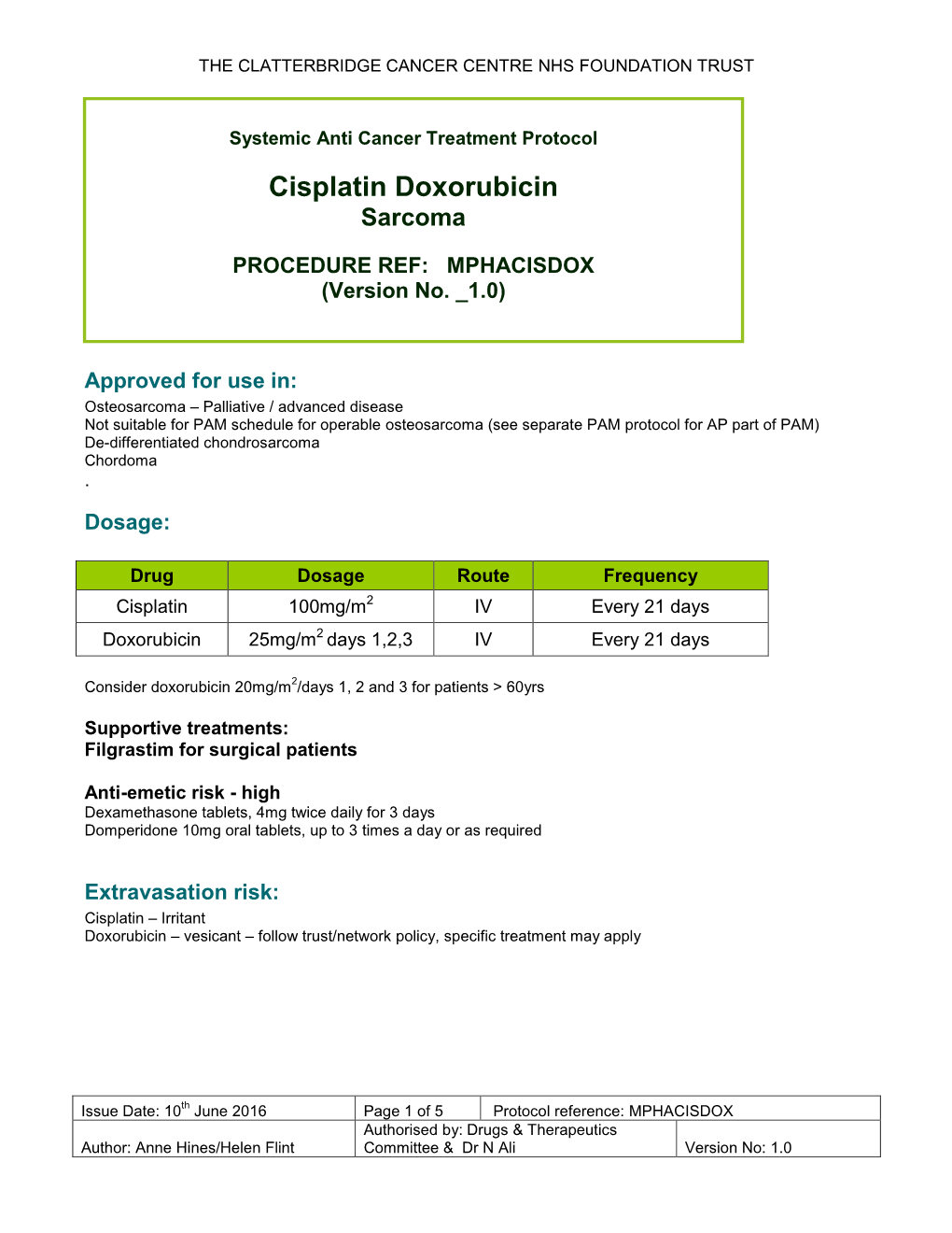 Cisplatin Doxorubicin Sarcoma