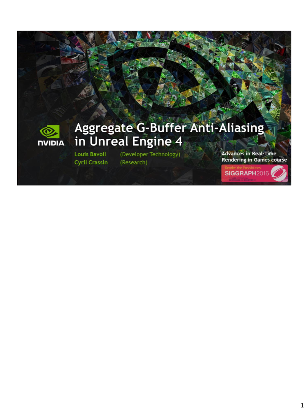 Aggregate G-Buffer Anti-Aliasing in Unreal Engine 4