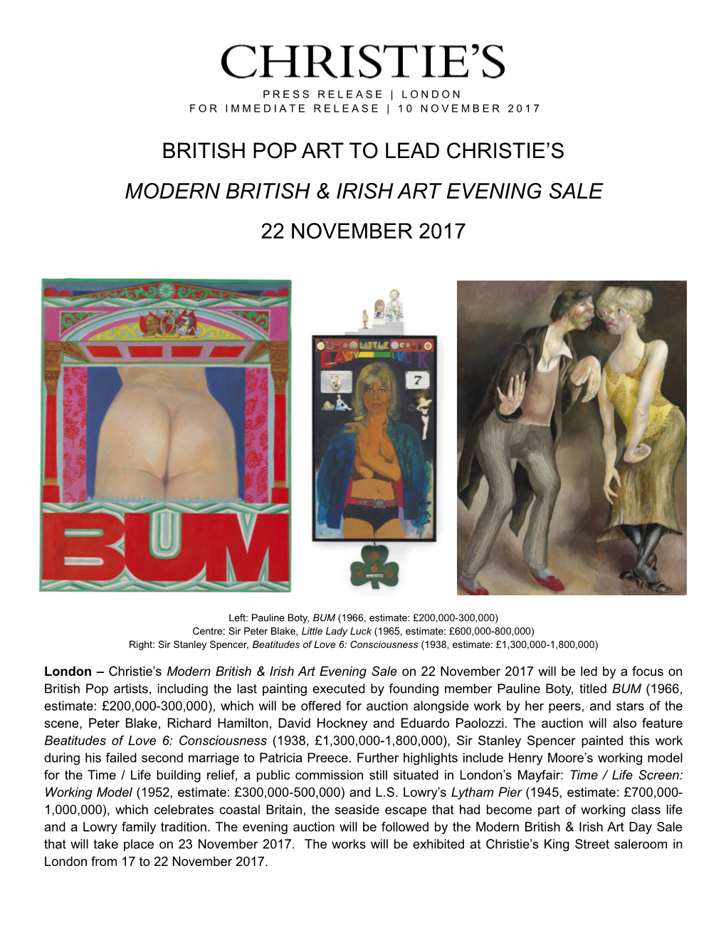British Pop Art to Lead Christie's Modern British