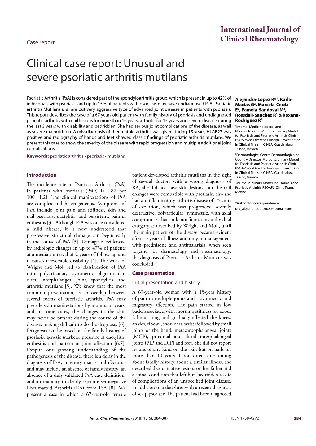 Unusual and Severe Psoriatic Arthritis Mutilans