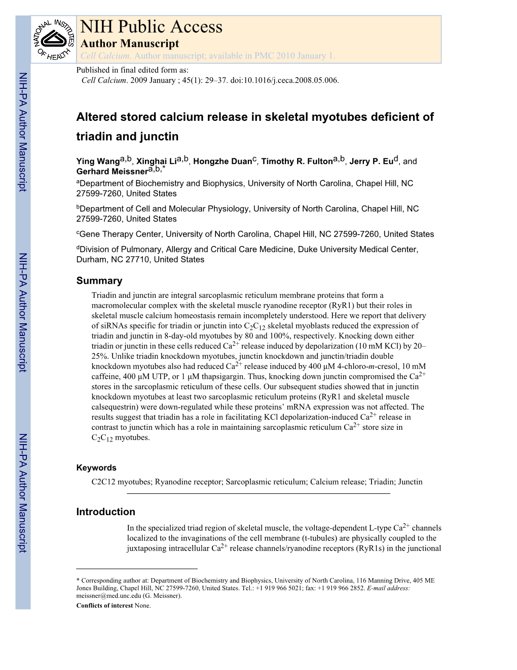 NIH Public Access Author Manuscript Cell Calcium