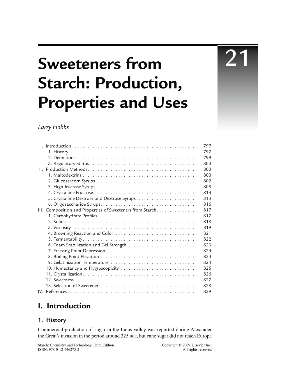 Sweeteners from Starch: Production, Properties and Uses