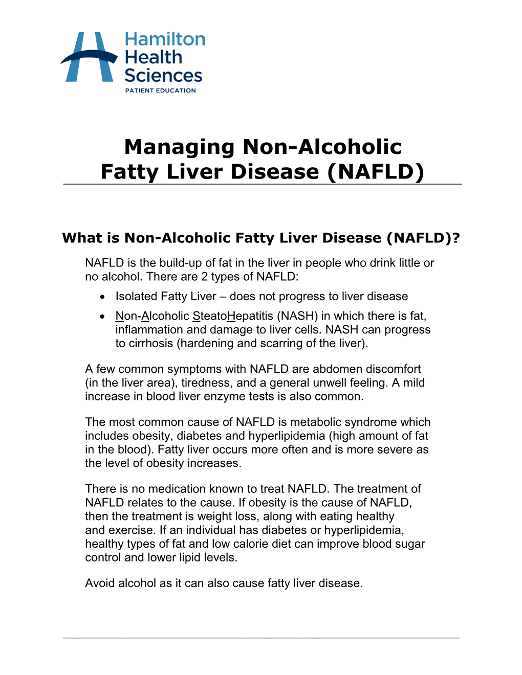 Managing Non-Alcoholic Fatty Liver Disease (NAFLD)