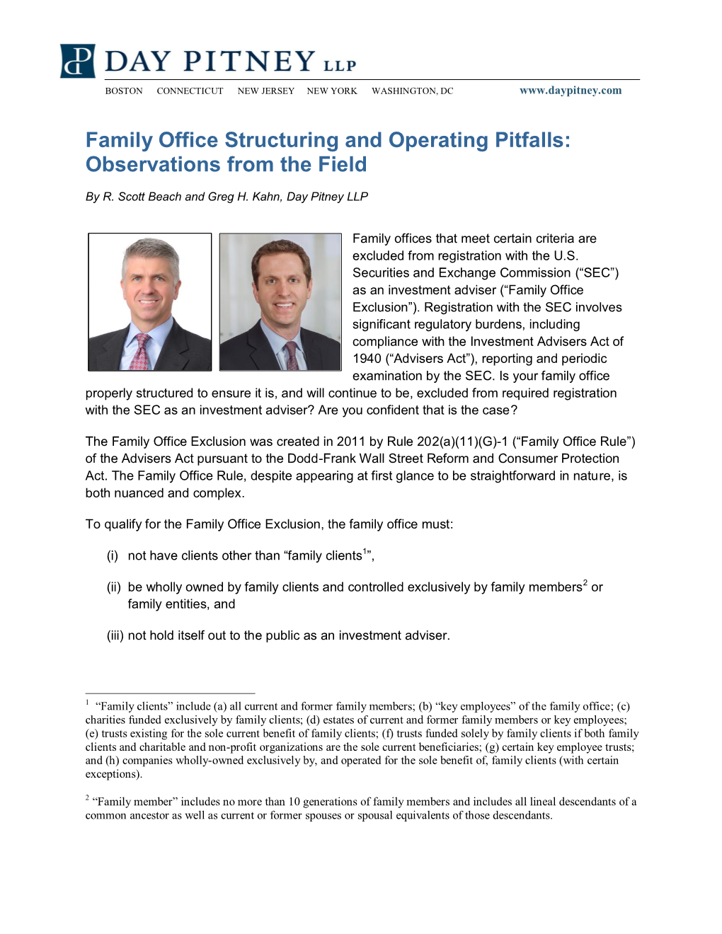 Family Office Structuring and Operating Pitfalls: Observations from the Field