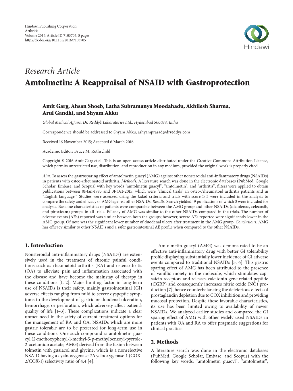 Amtolmetin: a Reappraisal of NSAID with Gastroprotection