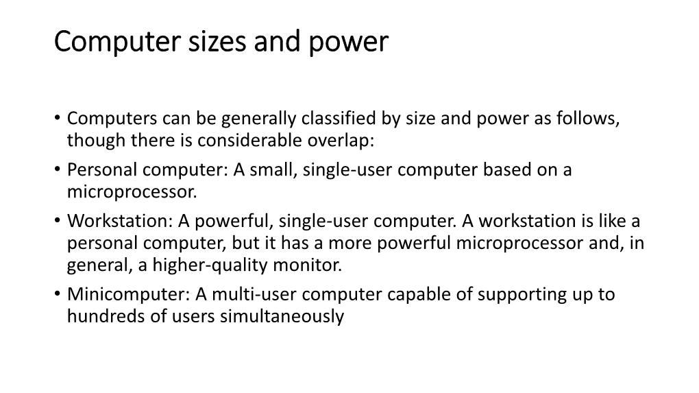 Computer Sizes and Power