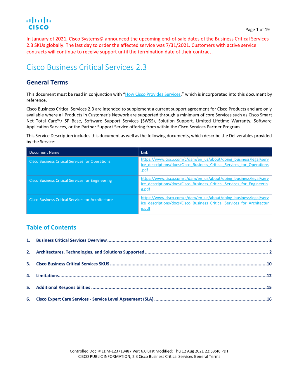 Cisco Business Critical Services 2.3