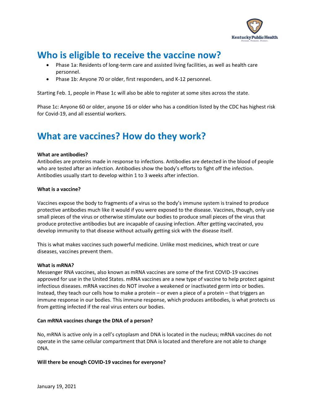 Who Is Eligible to Receive the Vaccine Now? What Are Vaccines? How Do