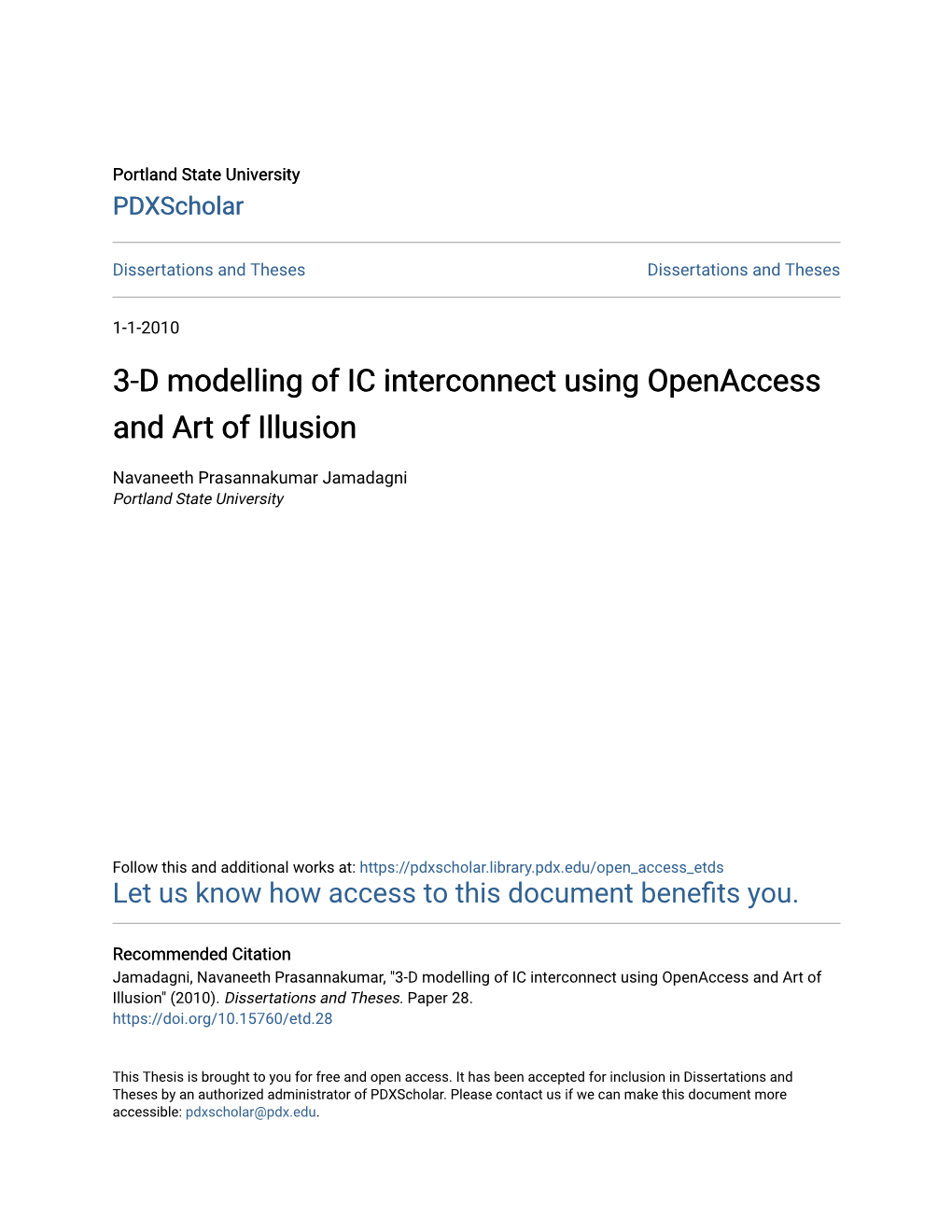 3-D Modelling of IC Interconnect Using Openaccess and Art of Illusion